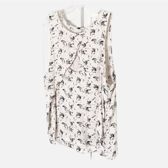 Free People Top Women’s White Black Look Through Keyhole Sleeveless Tank Small - Picture 4 of 11